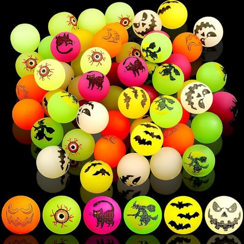 songyea 72 pezzi di Halloween Luminous Flummi per bambini, Halloween Flummi per saltare al buio, palline in gomma, per Halloween, feste, regalo dolce o acuto