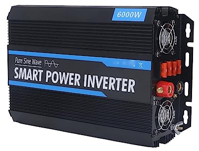 Inversor de Onda Sinusoidal Pura de 6000 W, Convertidor de 12 V CC A 220 V CA para RV, Hogar, Camión, Vehículos, Barco, Adaptador de Coche con Puertos USB de 5 V 2,4 A, 2 Salidas