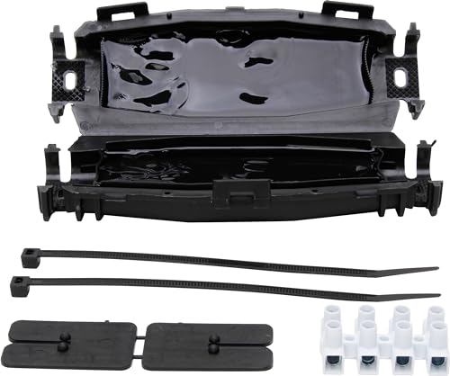 Kopp Muffe/Gel-Nippel für Prägekabel, IP68, 165x36x62mm, Farbe: schwarz, inkl. 2 Stück Kabelbinder und 4-poliger Kronleuchterklemmung, -20 bis+90°, 396113049