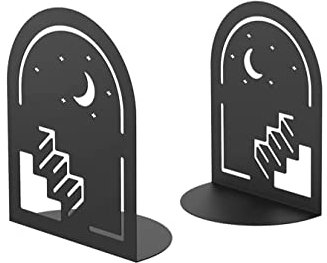 RUTAVM Buchstützen rutschfeste Buchstützen aus Metall, rutschfeste Buchstützenhalterung, Buchstützenständer, mondscheinförmiger Buchstopper for Zuhause und Büro bücherstützen