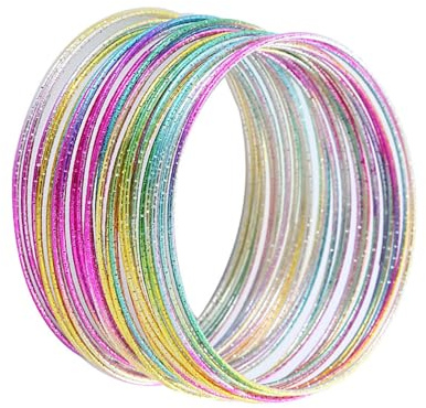 UNVOJL 30pcs Glitter Bangles Bracelet Retro Neon Bracelet Halloween Christmas Disco Party Fancy Dress Accessories for Women Girls