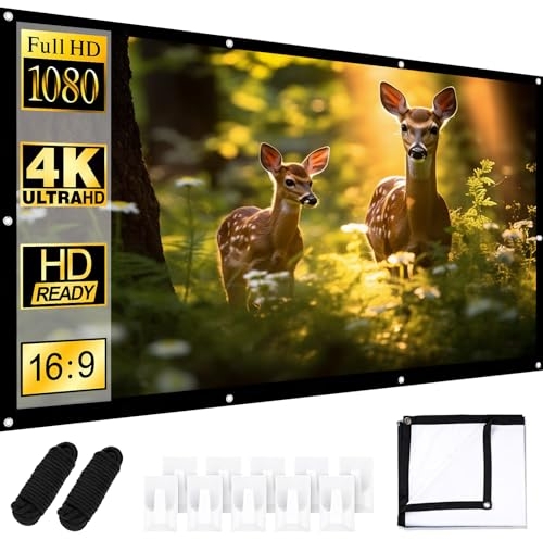 Schermo di proiezione 100 pollici, 16:9 Hd Schermo di proiezione lavabile/pieghevole, 4K Schermo proiettore per esterni, per ufficio, conferenze, teatro, feste, casa, scuola