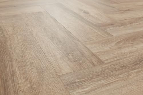 Windsor Eiche Fischgrät Klick-Vinylboden 5mm - Edler, pflegeleichter Vinylboden für Wohnräume, Küche & Bad, 1,402 m²/Paket, feuchtigkeitsbeständig, langlebig.