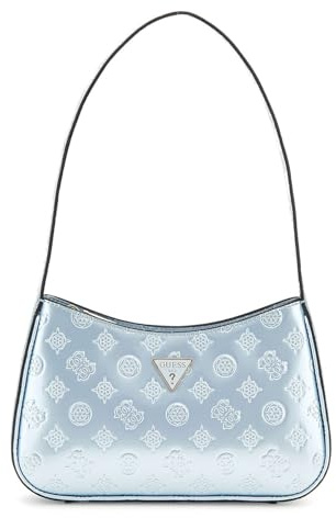 GUESS Arnela Top Zip Shoulder Bag Powder Blue Logo, Logo in polvere blu, Taglia unica
