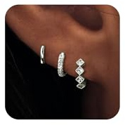 VIROMY Orecchini Donna Argento placcati Argento 14 k con zirconio, orecchini leggeri e ipoallergenici per donne gioielli delicati e carini, Ottone, Zirconia cubica