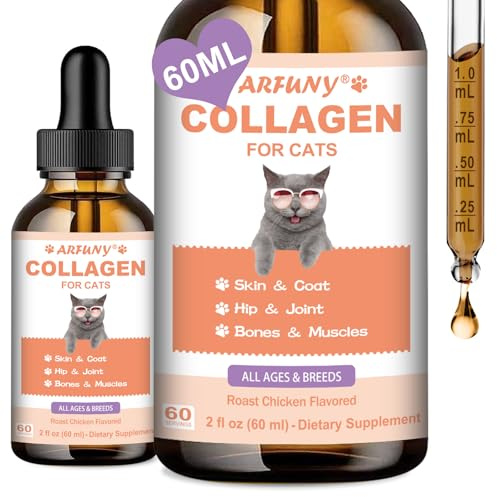 SANTKOL Collagène pour Chats - Gouttes de Collagène pour Chat - Complément Articulaire Chat - Soutien Peau & Pelage, Digestion & Immunité - MSM, Acide Hyaluronique, Taurine - Saveur Poulet Rôti