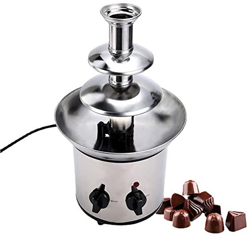 Chokladfontän – 3-lagers elektrisk smältuppvärmningsmaskin för fondue, nachost, grillsås och ranch – lätt att montera