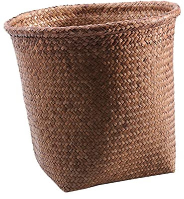TIDTALEO 1Pièce Corbeille Tissée Main Panier Décoratif pour Déchets et Rangement Objets Divers Design Naturel Paille Moyenne