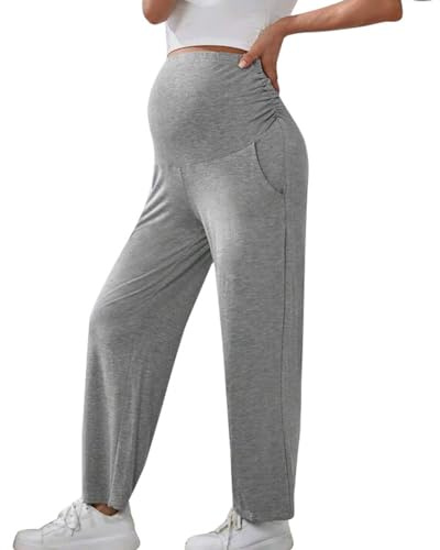 Pantalon de grossesse pour femme - Pantalon de jogging décontracté - Pantalon long - Pantalon de grossesse - Taille haute - Mode de maternité - Pantalon de yoga - Pantalon de pyjama - Pantalon de