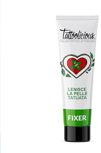 Tattoolicious FIXER 10 ml | – Crema Post Tatuaggio Lenitiva e Rigenerante, Non Unge e Non Macchia | Con Ingredienti Naturali e Principi Attivi Bio, Vegan, Cruelty Free, Derma Tested | Made in Italy