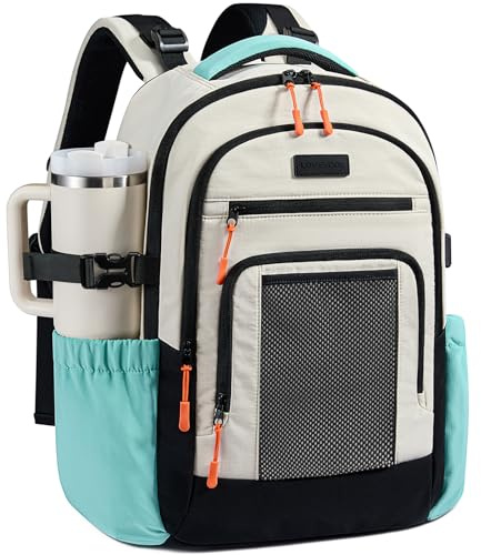 LOVEVOOK Laptop Backpack for Women with Large Cup Holder,15.6 Inch Work Computer Bag with Chest Buckle Back Pad Shoulder Buckle,Waterproof Business Backpack College Teacher Bag for Gift Travel