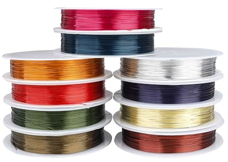 Filo di rame colorato per la creazione di gioielli, 26 gauge Filo flessibile e flessibile, resistente al sbiadimento, kit Wire Wrapping fai da te, 10 colori 0,4 mm