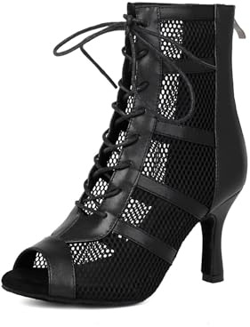 Hixingo Zapatos de Baile Latino Mujer Tacon 7.5 cm, Zapatos de Baile Latino Mujer Tacón Bajo Plataforma Cubano Práctica Profesional para Salsa y Bachata, Tango, Fiesta Carnaval