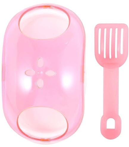 Tofficu Half Bathroom Container Sand Bath House with Entrance Design Plastic and Sand Scoop Random Color Chinchilla and Hamster for Small Pets for Home and Outdoor Travel Use