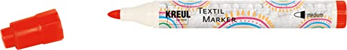 KREUL 90762 - Textil Marker medium, Rot, Strichstärke circa 2 bis 4 mm, Stoffmalstift für helle Stoffe & Textilien, waschecht nach Fixierung