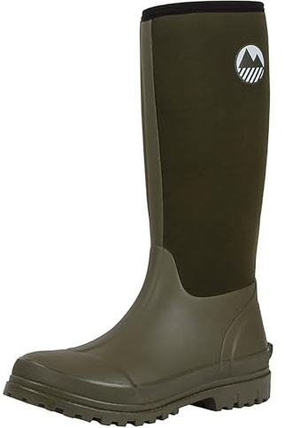 Lakeland Active Men's Rydal Neoprene Insulated Rubber Mucker & Yard Wellington Boots Warm Lined Fully Knee High Waterproof Wellies with Steel Shank in Black & Moss Green