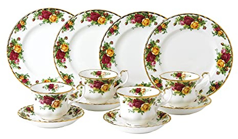 Royal Albert 40035301 Old Country Roses Tea Entertaining 12 Piece Set White, Fine Bone China