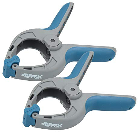 Ferrestock FSKPRS002 2pcs pinzas de sujeción con resorte, mango antideslizante, mandíbulas giratorias, muelle extra fuerte, apertura máxima 65mm, profundidad 65mm