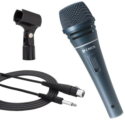 CAROL Sigma-Plus 2 XLR Wired Vocal Microphone – Dynamic Supercardioid Mic with Dual Shock Mount Tech for Singing, Rock, Metal & Live Performances, Includes Mic Clip, 4.5 m XLR Cable & On/Off Switch