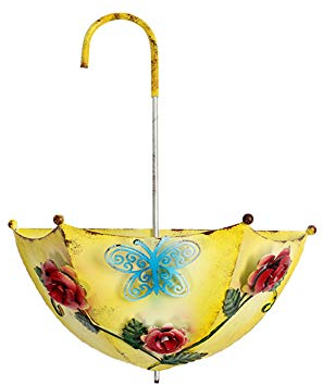 Metall Hängetopf Regenschirm Blumentopf Übertopf Zum Aufhängen, Wand Pflanzgefäß Hängender Pflanzkorb Für Innen- Und Außen, Sukkulenten Blumentopf Wanddekoration Für Garten, Balkon Zaun Und Hof (Gelb)