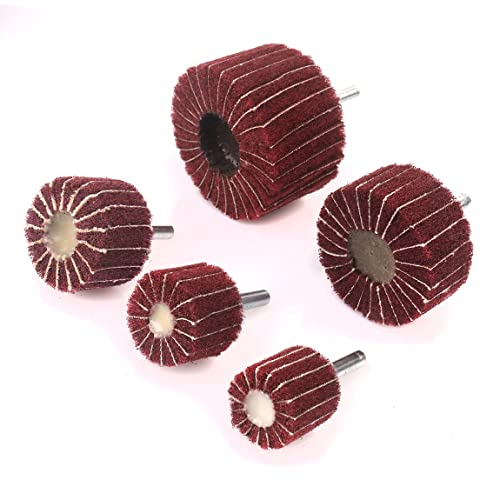 ATOPLEE 5pcs Mounted Interleaf Flap Wheels,240# Mounted Flap Wheels for Remove Rust and Weldding Burr Sanding and Finishing