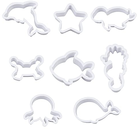 SUPERFINDINGS 8 Styles Plastic Cookie Cutters Ocean Cookie Cutters Polymer Clay Cutters Marine Animal Clay Cutter White Marine Life Cookies Fondant Moulds for DIY Biscuit Baking Tool