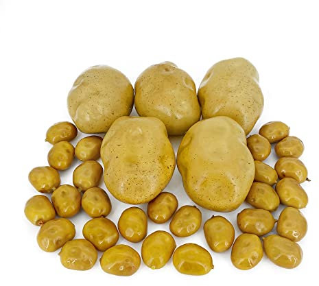 35 pcs Artificial Potato Lifelike Fake Vegetable Party Decoration Home Kitchen Photography Model Foam Decoration Simulation （5 Potatoes and 30 Mini Potatoes）