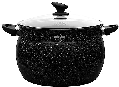 26cm Kochtopf Homelux Topf Induktions Kochtopf mit Glasdeckel,Antihaftbeschichtung,10L Suppentöpfe aus Aluminium für alle Herdarten(H-C26)