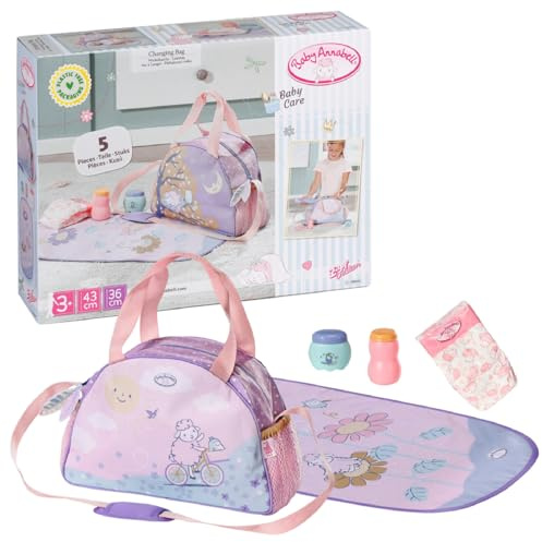 Baby Annabell Bolso Cambiador 707432, Bolso de Almacenamiento con Correas para los Objetos 36 cm y 43 cm, Muñeca no incluida, Adecuada para niños Mayores de 3 años