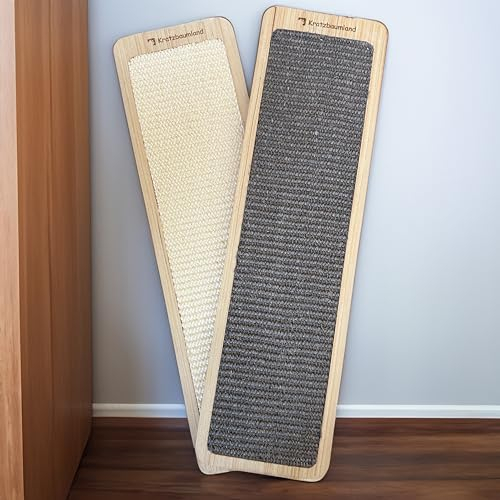 Kratzbaumland Kratzbrett für die Wandmontage aus Holz mit Sisalteppich 57x16 cm (eckig)(Dunkelgrau)