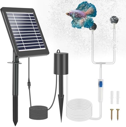 Weinsamkeit Sauerstoffpumpe für Teich Solar, 4W Teichbelüfter Solar mit 2200mAh Akku, Teich Luftpumpe mit Sauerstoffrohr und Luftblasenstein, Luftpumpe Aquarium Oxygenator für Teich Pool