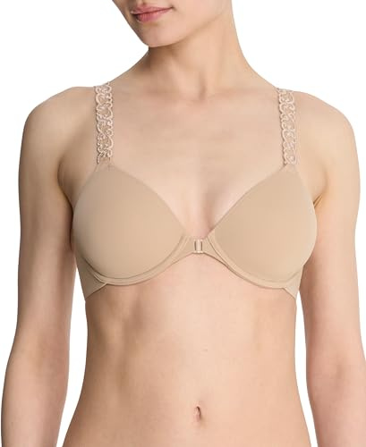 Natori Women's Pure Luxe Convertible Front Close Contour Underwire Full Coverage Bra, Cafe, 32D