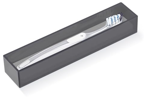 Linkidea portaspazzolino in acrilico con pietra di diatomite, organizer da cassetto per bagno con foro di drenaggio, compatibile con Colgate Extra Clean e Oral-B CrossAction (Grigio)