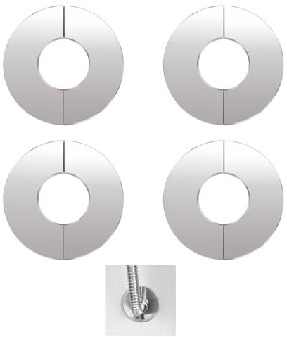 TTQiAnJ 4 Stück Geteilte Rosetten Rohrmanschette,Geteilte Wandflansche,Edelstahl Verchromte Rohrabdeckung für WasserhäHne,Rohre,HeizköRperrohre,Silbrig,Innendurchmesser,42mm
