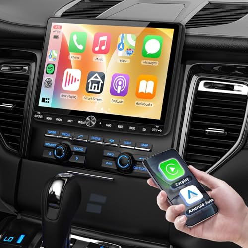 【2+64G】Hodozzy trådlös Carplay bilradio 2 DIN med USB-C, 10,1 tums IPS-skärm Android 2 Din med Android Auto Bluetooth WiFi GPS DSP RDS