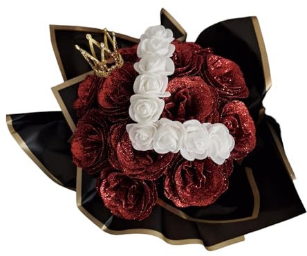 Bouquet 12 roses éternelle pailleté personnalisé