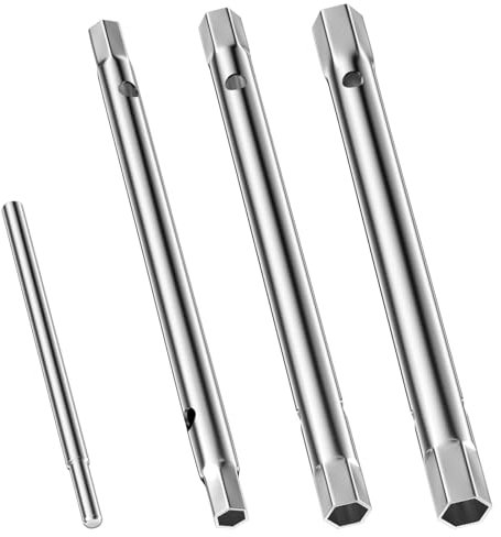 Dalephoric 4 Piezas Juego de Llaves de Tubo, Llaves Tubulares Dobles con Varilla Giratoria, Llave de Tubo Huecas, para Trabajar en el Grifo, las Bujías y Mucho, Reparación Automotriz