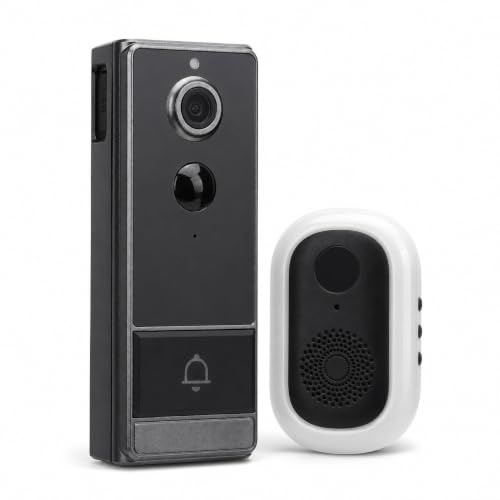Elprico Trådlös Wi-Fi videodörrklockakamera med tvåvägsljud, mänsklig upptäckt, mörkerseende, 120 graders lins, IP67 smart videodörrklockakamera, fungerar med Tuya, Smart