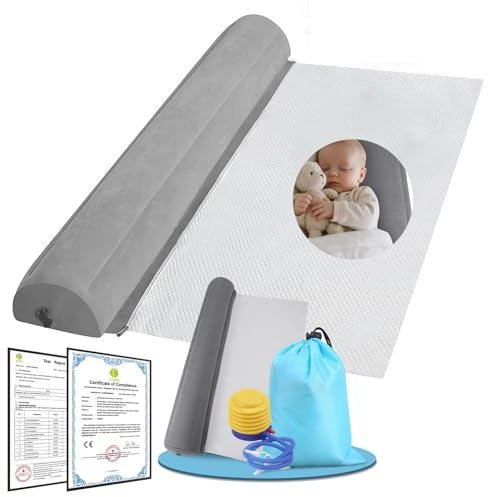 Nastopee Barrière de lit pour Enfant avec Pompe - 130 cm Anti-Chute - Gonflable Portable avec Flocage Douce et Respirante - pour Tous Les Lits Sécurité pour Voyage Protection Enfants et Tout-Petits