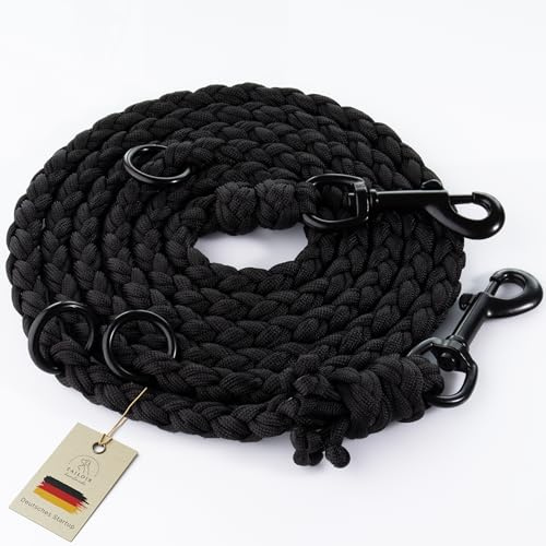 Tailoir Laisse Chien 2m - Longe pour Chien, Laisses pour Chiens, Dog Leash | Corde Solide pour Petit et Gros Chiens, Grande Longe Dressage et Promenade, Modèle Réglable Multiposition, Accessoires Noir