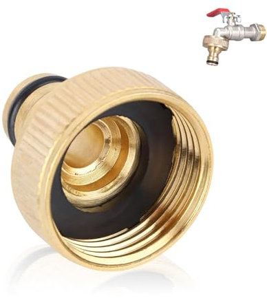 Nevoluxer Raccordo per tubo da 1 pollice in ottone, adattatore per rubinetto e tubo da giardino con attacco rapido, raccordo con filettatura interna per alta pressione e protezione dalla corrosione