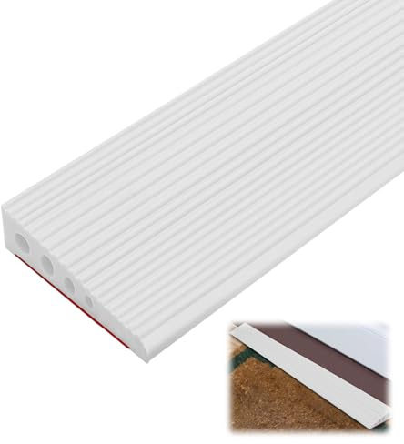 Rampa de umbral de puerta, 100 x 8 x 2 cm, de goma, para sillas de ruedas, soporta hasta 800 kg, para robot aspirador, silla de ruedas, cochecito, andador, scooter (blanco)