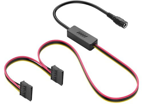 SinLoon DC5525 to SATA IDE Hard Drive Power Supply Cable DC 5.5x2.5mm Female to SATA Female Extension Cable with Step-Down Voltage Regulator (1 to 2)