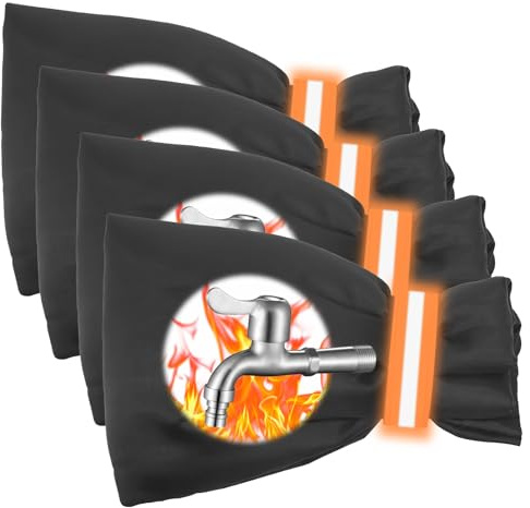 4 Piezas Cubierta Grifo Exterior Impermeables Fundas Protectora para Grifos Invierno Heladas con Rayas Reflectantes Reutilizable Explosión sin Congelación Anticongelante Engrosado Impermeable Chaqueta
