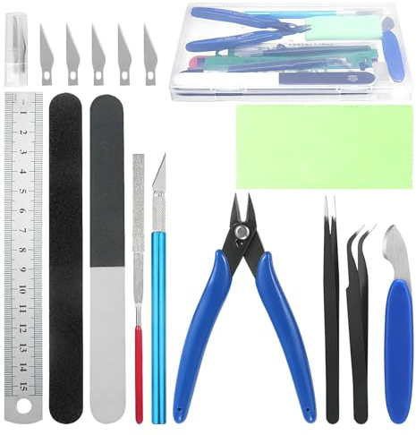 16 Pcs Model Making Tool Kit, Hobby Building Tools Set for Beginners and DIY Crafts Ideal Miniature Handmade Craft Tools Set for Car Model Building Repairing and Fixing