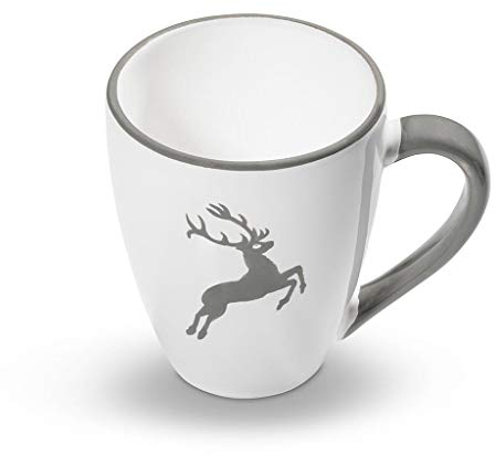 GMUNDNER KERAMIK Frühstücksbecher Max Füllmenge : 0.3 Liter Grauer Hirsch Geschirr, handgemacht in Österreich