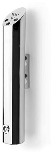 Lacor - 63331 - Runde Aschenbecher Wand, Minimiert TabakGeruch, Tubular Design, leicht zu reinigen & leer, Edelstahl 18/10, 46 x 8cm, 1.7L