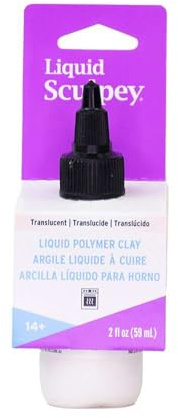 Polyform Liquid Sculpey Liquid Polymer Oven-Bake Clay, Translucent, 2 oz. bottle, Great for jewelry, holiday, DIY, mixed media, window clings, home décor and more! Great for beginners to artists!