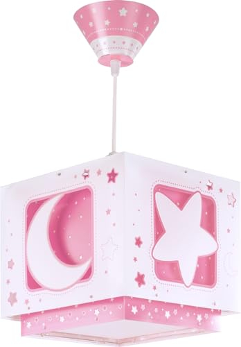 Dalber Lámpara de Techo Infantil Luna y Estrellas Moonlight Rosa, 60 W