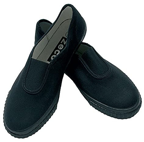 School Girls/Boys/Adults Black Gusset Plimsoles (Adult Size 4)